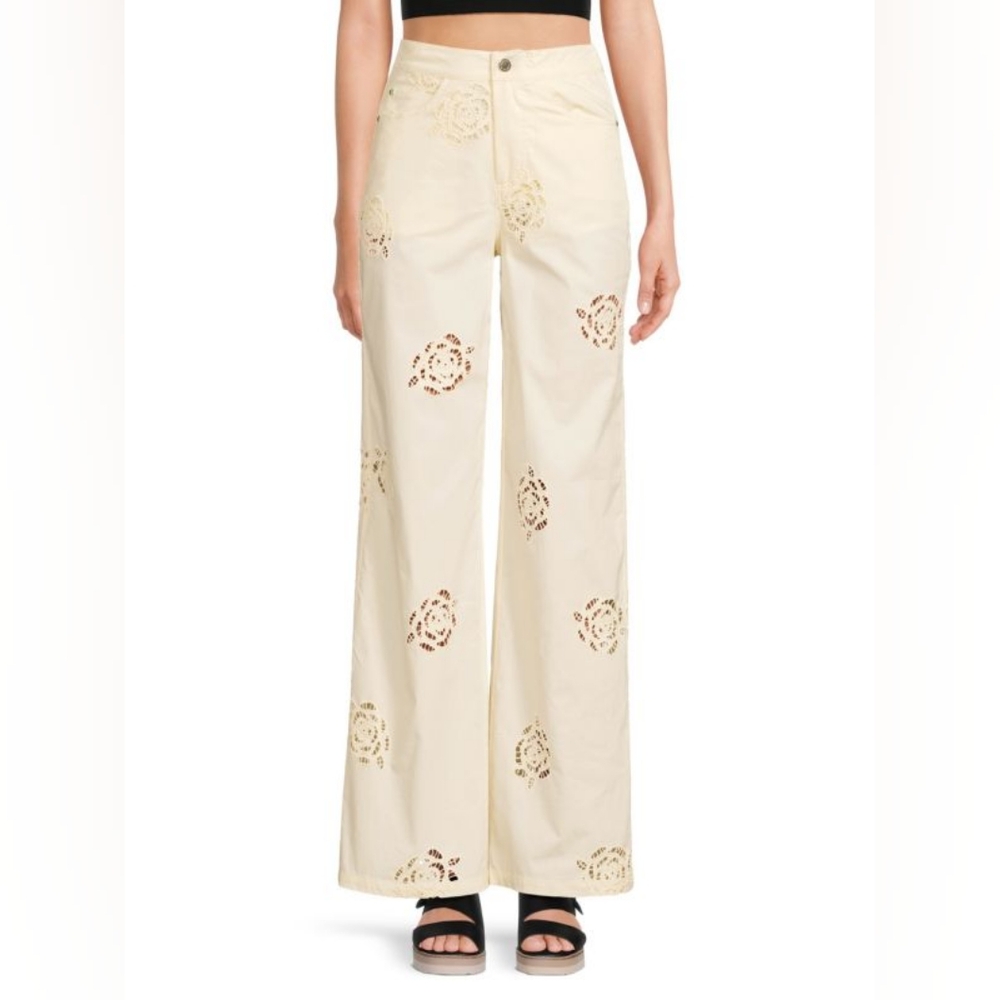 WeWoreWhat Cream Wide Leg Pants